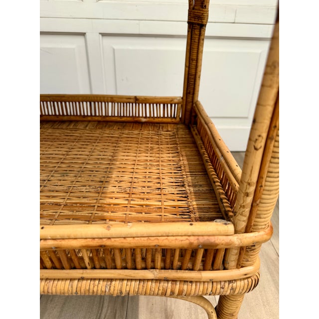 Vintage Bamboo, Rattan & Wicker Two-Tier Console Display Table With Tray Top For Sale - Image 14 of 15