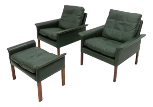 Hans Olsen Club Chairs & Ottoman, 1960