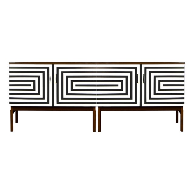 Modular Sideboards with Op Art Motif, 1970s, Set of 2 For Sale