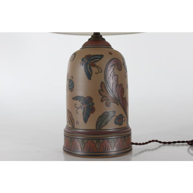 1920s Art Nouveau Danish Butterfly Table Lamp by L. Hjorth Ceramic Bornholm, 1920s For Sale - Image 5 of 18