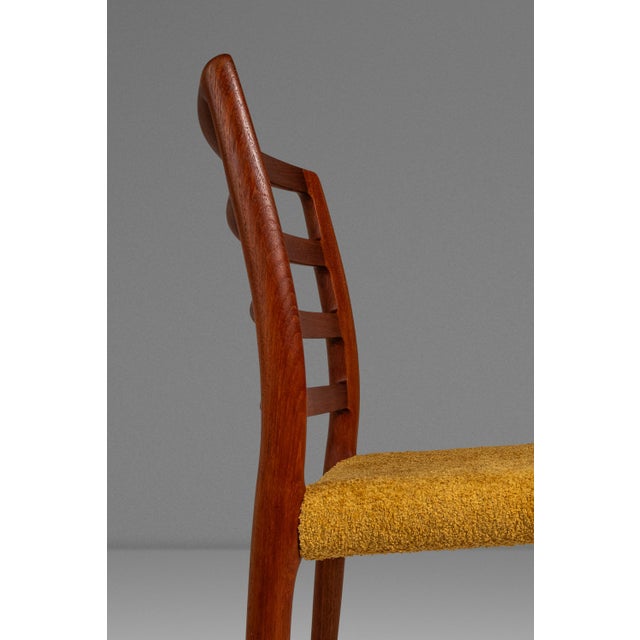 Danish Mid-Century Modern Model 85 Ladderback Dining Chair in Teak & Bouclé by Niels Møller for j.l. Møller, Denmark, C. 1960s For Sale - Image 14 of 18