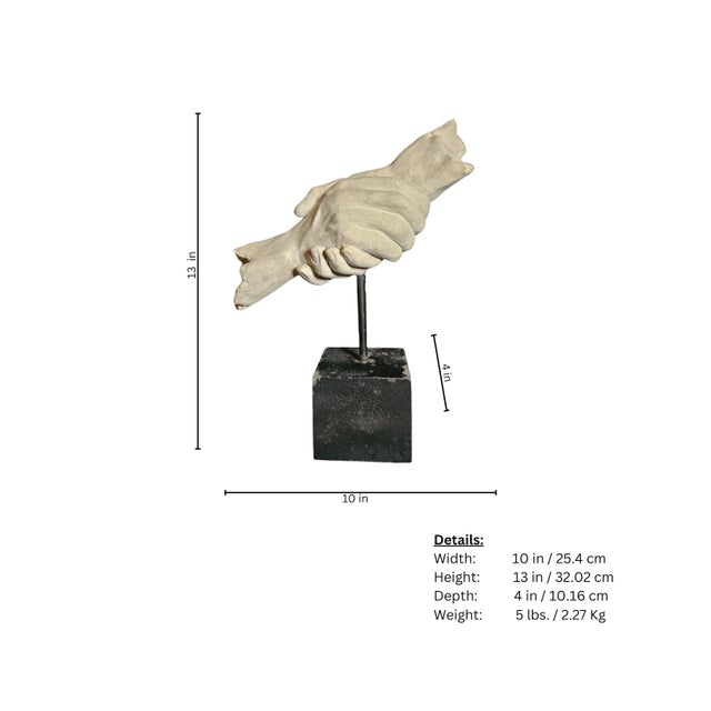 1990s Vitruvian - Shaking Hands Sculpture on Block Base For Sale In Miami - Image 6 of 6