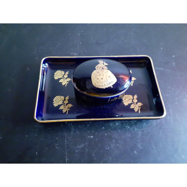 1940s Vintage Limoges France Gilded Vanity Set - 2 Pieces For Sale - Image 4 of 6