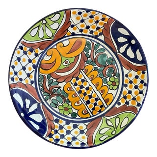 Late 20th Century Talavera Pottery Mexican Handmade Hand Painted Plate For Sale