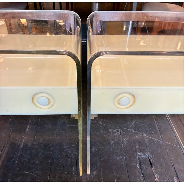 1970s Unique Pair of Lucite Nightstands For Sale - Image 14 of 16