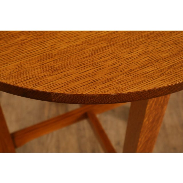 Wood Stickley Mission Ellis Inlaid Round Oak Side Table For Sale - Image 7 of 18