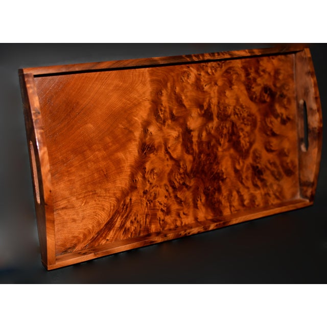 Rare Fragrant Thuya Exotic Wood Tray Large 15.5" Solid Wood For Sale - Image 11 of 18