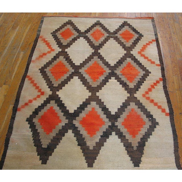 Antique Allover Geometric Wool Flat Weave Ivory Beige Cream White 1930s Rug, Circa Date: 1930s. This striking textile...