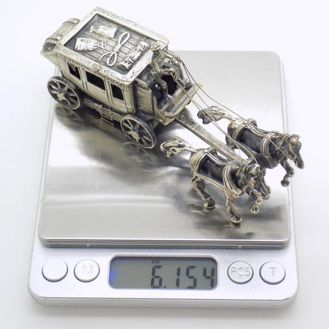 Large Vintage Italian Handmade Sterling Silver 925 Carriage with Horses, Tuscany, 1970s For Sale - Image 16 of 18