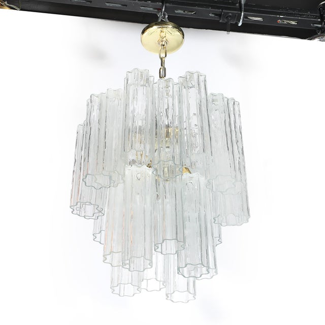 Mid-Century Modernist Murano Glass Tronchi Chandelier W/ Brass Fittings For Sale - Image 13 of 18