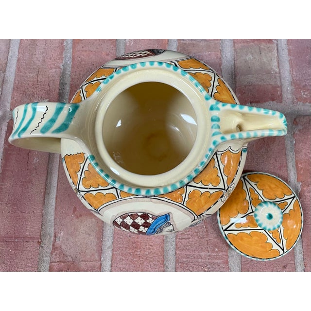 Ceramic Vintage Italian Renaissance Style Giacomini for Cottura Hand Painted Pottery Teapot For Sale - Image 7 of 10