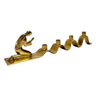 Mid-Century Modern Brass Candlestick by Walter Andersson for Ystad Metall, Sweden, 1950s For Sale