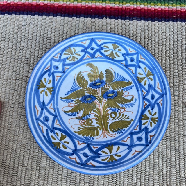 A Vintage Guertes Talavera Polychrome Decorated Plate, Spain, Circa 1970's For Sale - Image 11 of 12