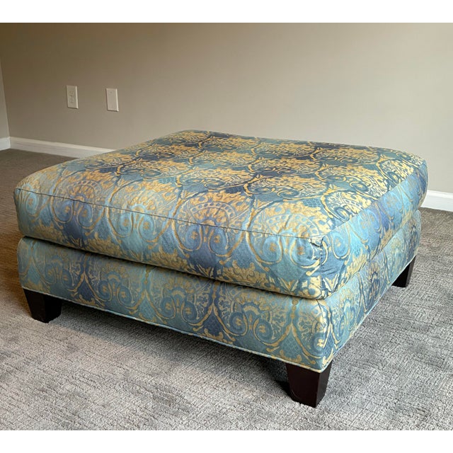 Sky Blue Late 20th Century Baker Furniture Lounge Chair & Ottoman For Sale - Image 8 of 12