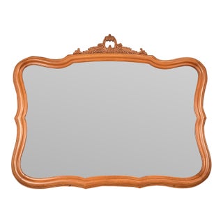 Romweber Style French Provincial Louis XV Carved Fruitwood Wall Mirror, 1950s For Sale