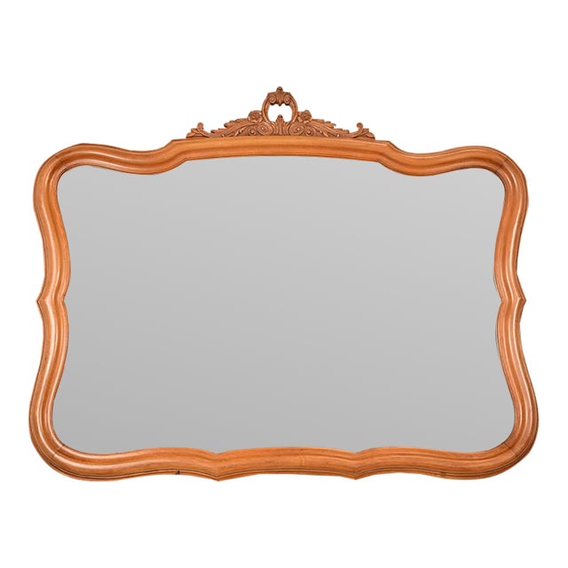 Romweber Style French Provincial Louis XV Carved Fruitwood Wall Mirror, 1950s For Sale