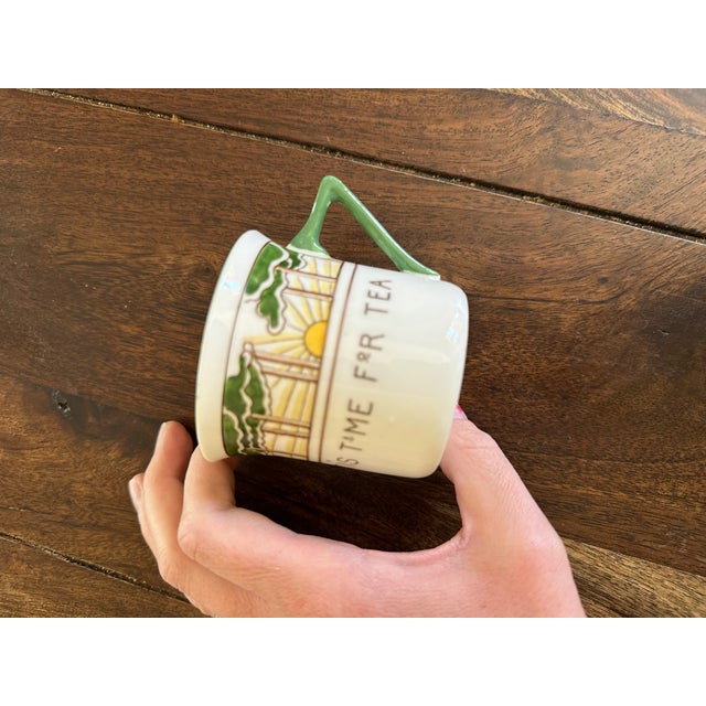 White Early 20th Century Foley Art China "Tis Time for Tea" Art Deco Cup & Saucer Peacock Pottery Set- 23 Pieces For Sale - Image 8 of 12