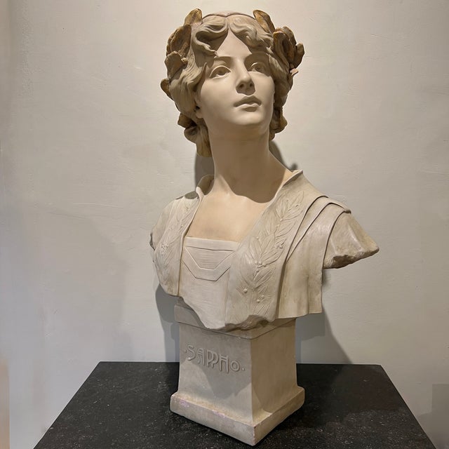 After H L Blasche, Bust of Sappho, 1920, Plaster For Sale - Image 3 of 12