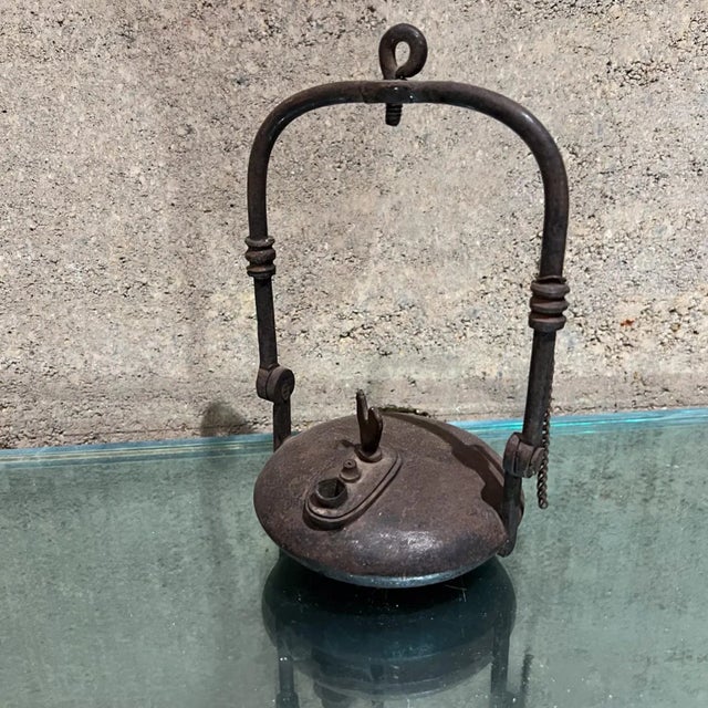 French 1800s French Cast Iron Betty Rooster Oil Lamp France For Sale - Image 3 of 9