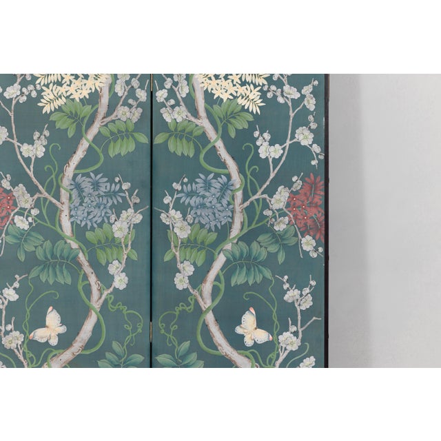 Botanical Hand-Painted Room Divider with Vibrant Flowers and Vines, Vintage For Sale - Image 10 of 12