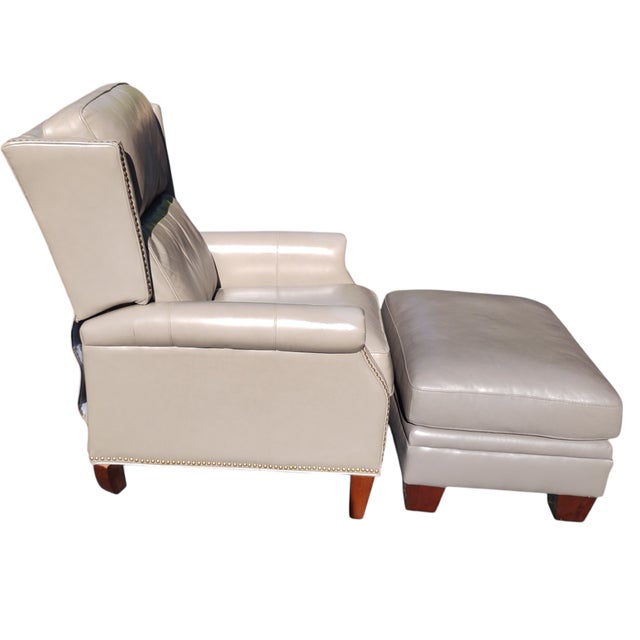 Elevate Your Living Space With This Exquisite Pair of Recliners & Matching Ottoman For Sale In Raleigh - Image 6 of 12