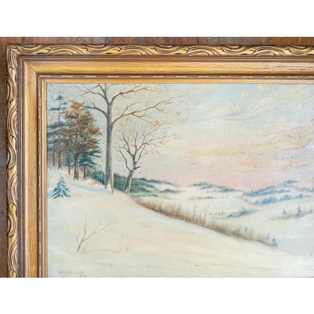 American Early 20th Century American Luminist Winter Landscape Painting by William Van Zandt For Sale - Image 3 of 16