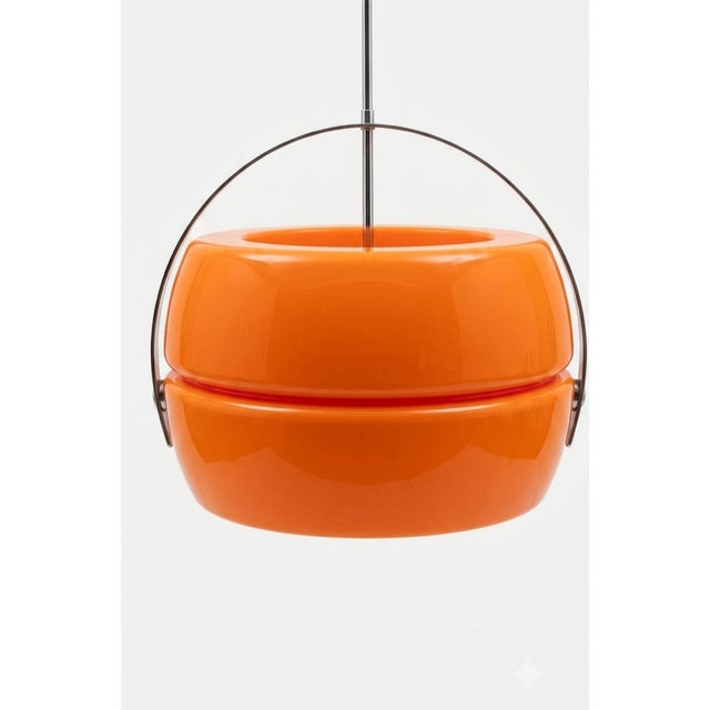 Vintage Space Age Orange Plastic Pendant Lamp, 1970s For Sale - Image 3 of 3