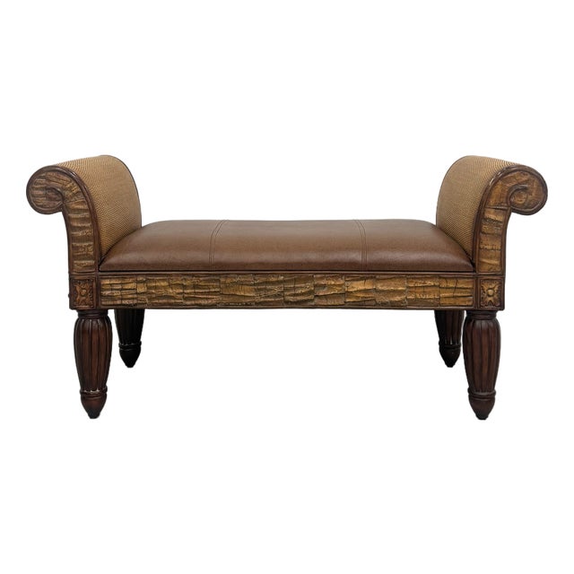 Vintage Pulaski Scroll Arm Bench For Sale