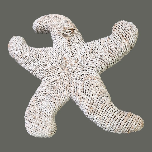 Wood Vintage Nautical Coastal Décor Woven Wicker Wall Hanging Star Fish For Sale - Image 7 of 8