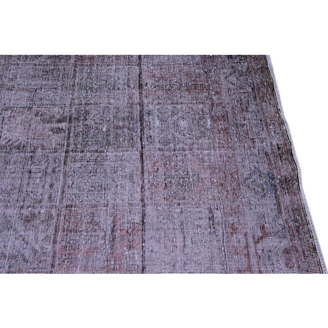 1960s Vintage Distressed Handmade All Over Brown Wool Rug For Sale - Image 5 of 9