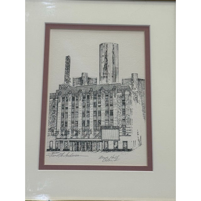 Signed Architectural Print of Detroit Music Hall by Garrett Anderson For Sale - Image 12 of 12
