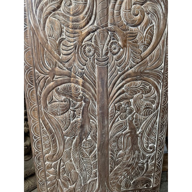 Reclaimed Wood Tree of Life Carved Barn Door – Rustic Handcrafted Statement Door 84x36 For Sale - Image 4 of 7