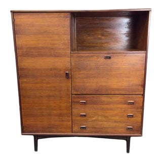 1960s Danish Modern Mid Century Armoire Desk Secretary For Sale