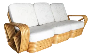 Restored 1930s Paul Frankl Style Six-Strand Square Pretzel Sectional Sofa