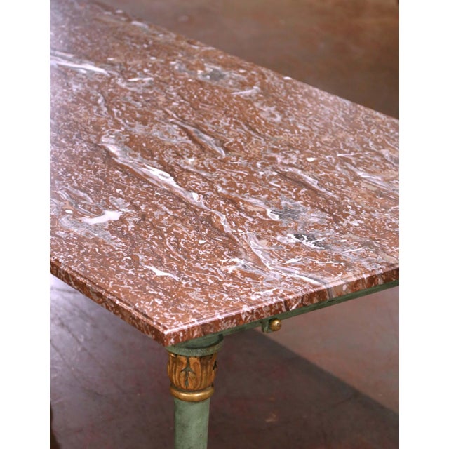 Mid-Century French Iron and Marble Conference Table With Leaf Supports For Sale In Dallas - Image 6 of 12