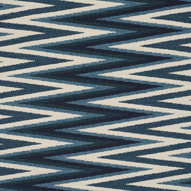 Traditional Sample - Schumacher Wedge Weave Fabric In Blue For Sale - Image 3 of 6