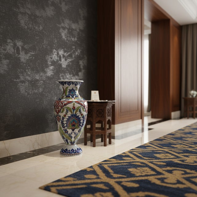 The Enchanted Garden This Handmade Ceramic Palace Vase is a masterpiece of verticality and grace. Standing at a majestic...