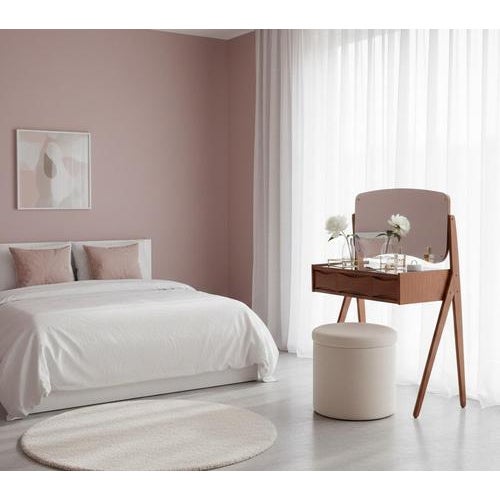 Make-up table in teak, with three drawers and a black glass top produced by Ølholm Møbelfabrik in the 1960s in Denmark. It...