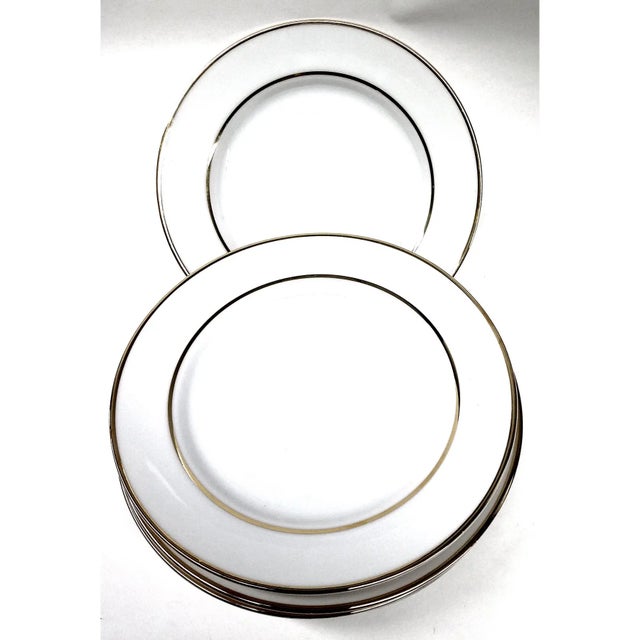 Tiffany and Co. New 6 Piece Set of Gold Rimmed Tea Plates Oven Safe For Sale - Image 4 of 5