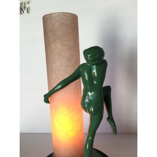 Re-Edition Nude Frankart F612 Lamp With Crackle Glass Shade For Sale - Image 9 of 10