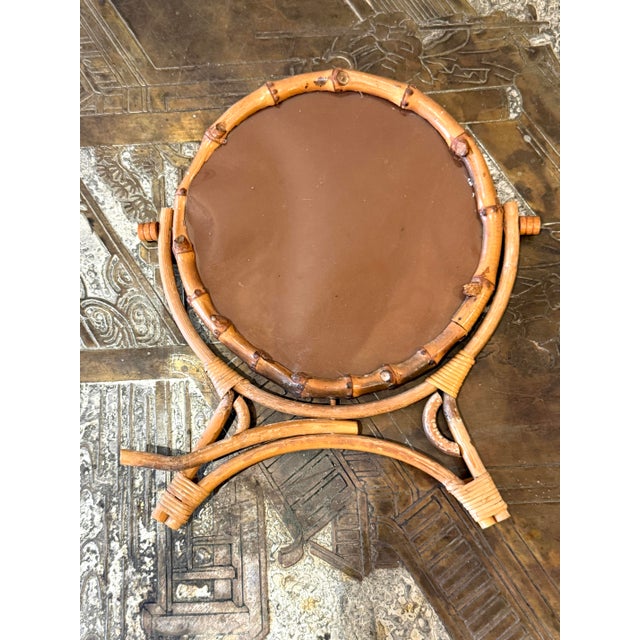 Wood Vintage French Bamboo Mirror For Sale - Image 7 of 12