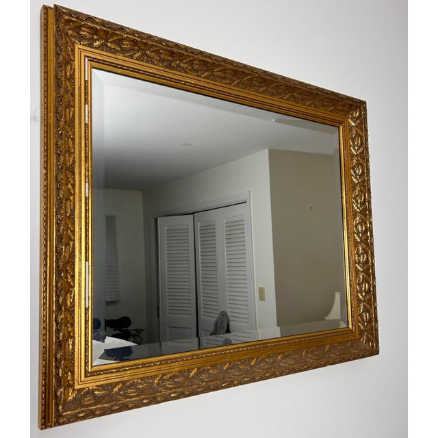 Traditional 1980s Gold Beveled Wooden Mirror For Sale - Image 3 of 10