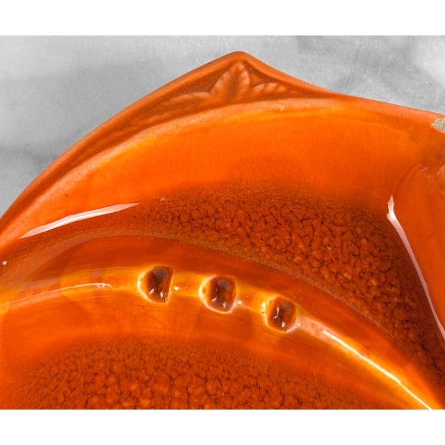 Mid-Century Atomic California Pottery Orange Drip Glaze Ashtray For Sale - Image 6 of 10