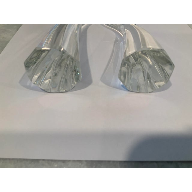 Glass Vintage Shannon Crystal Stylized Swan Figurines- a Pair For Sale - Image 7 of 8