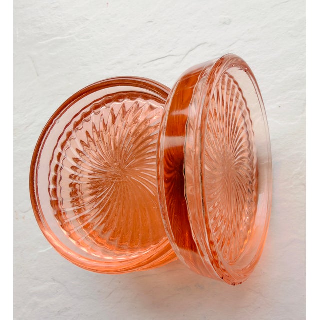 Mid-Century Modern Vintage Midcentury Federal Glass Diana Pink Coasters S/4 For Sale - Image 3 of 4