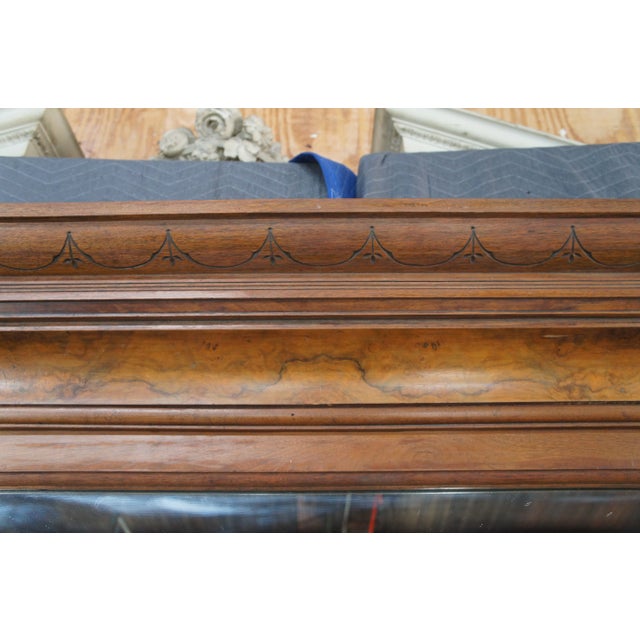 Antique Victorian Renaissance Revival Walnut Burl Pier Over Mantel Wall Mirror For Sale - Image 12 of 15