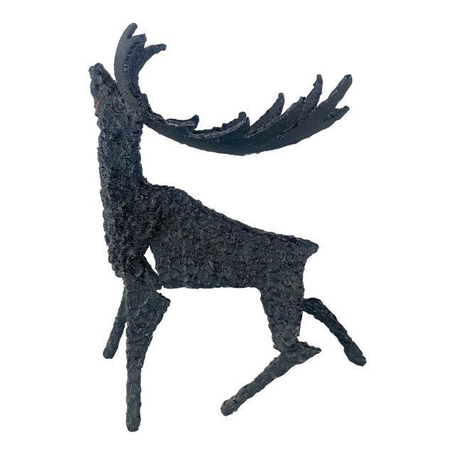 Rare Vintage Cast Iron Brutalist Reindeer Sculpture Svitorka Vancouver For Sale