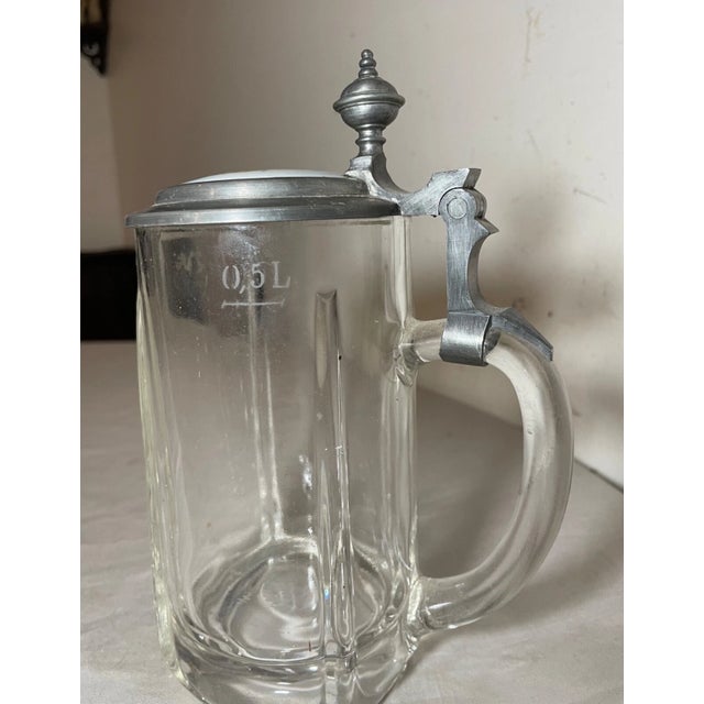 Antique Hand Painted Porcelain Glass Pewter German Lidded Beer Stein Mug For Sale - Image 12 of 15