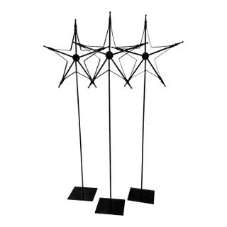 1980s Architectural Decorative Iron Stars on Stands - Set of 3 For Sale