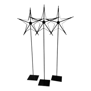 1980s Architectural Decorative Iron Stars on Stands - Set of 3
